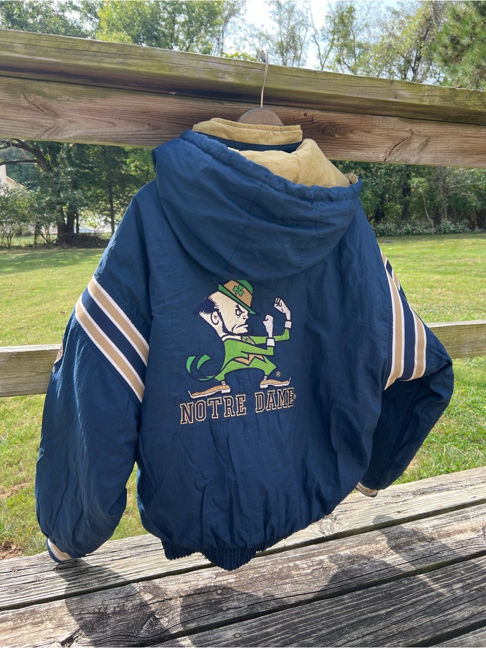 Vintage Pro Player Notre Dame Fighting Irish Reversible Varsity Jacket Hooded XL